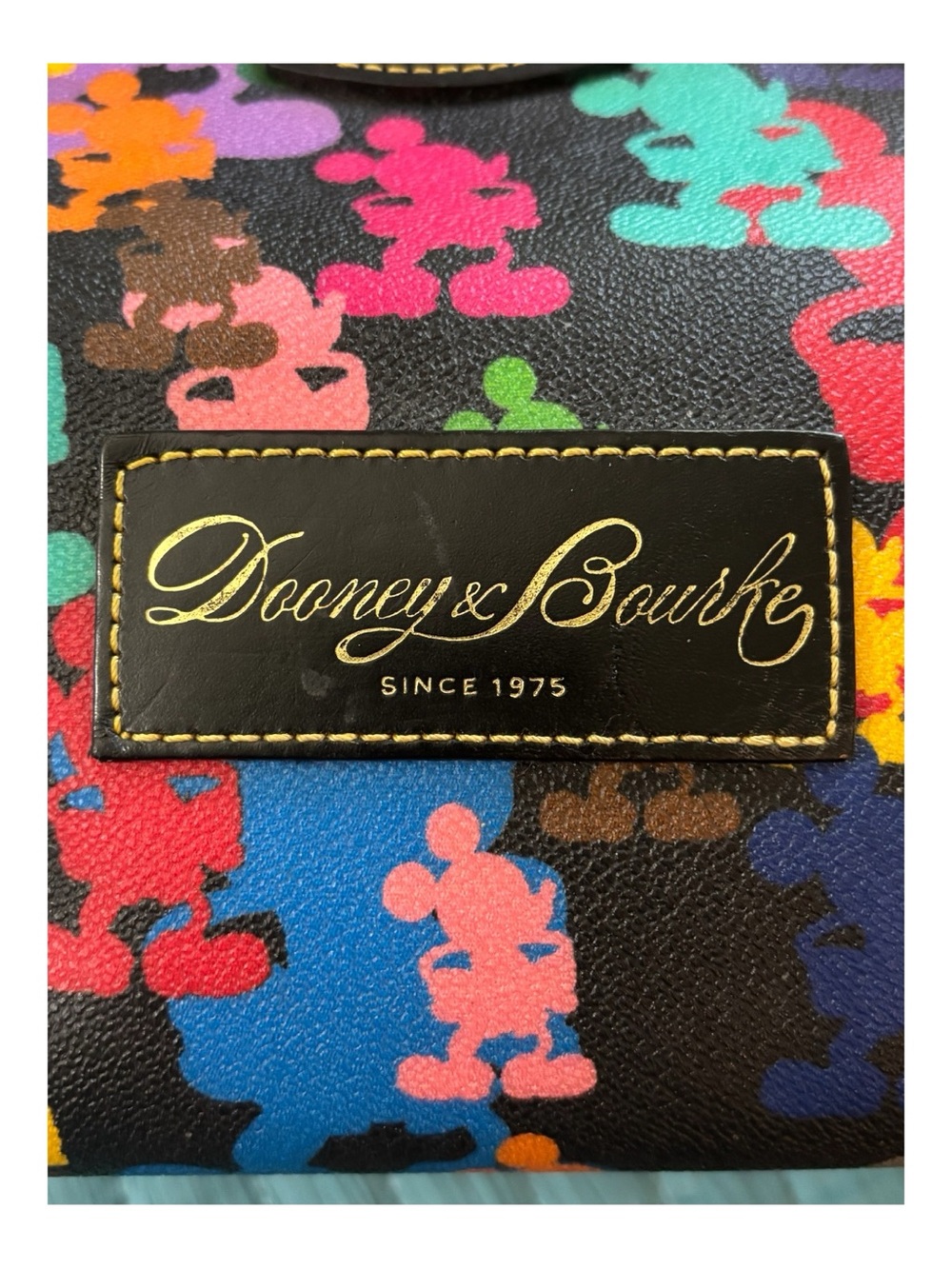 Dooney & Bourke Disney Parks Black Multicolor Mickey Silhouette Tote - Picture 12 of 16